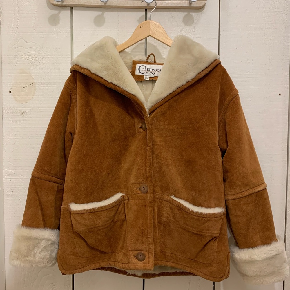 Vintage Tan Suede Shearling Jacket Medium